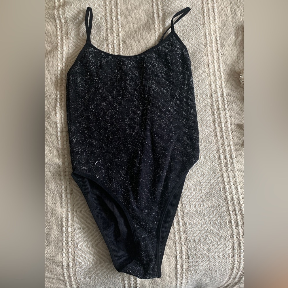 Urban outfitters pull on black shimmer sparkle bodysuit